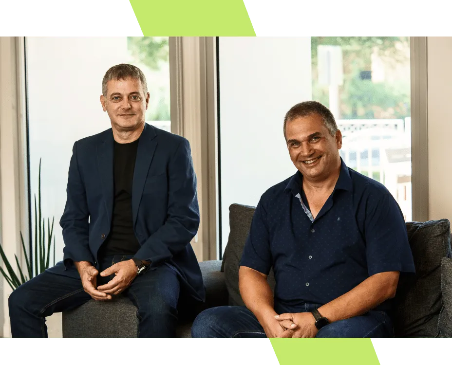 Sivan Yechieli and Zvika Weinstock, i4Valley's CEO and CTO, at the incubator's offices in Karmiel